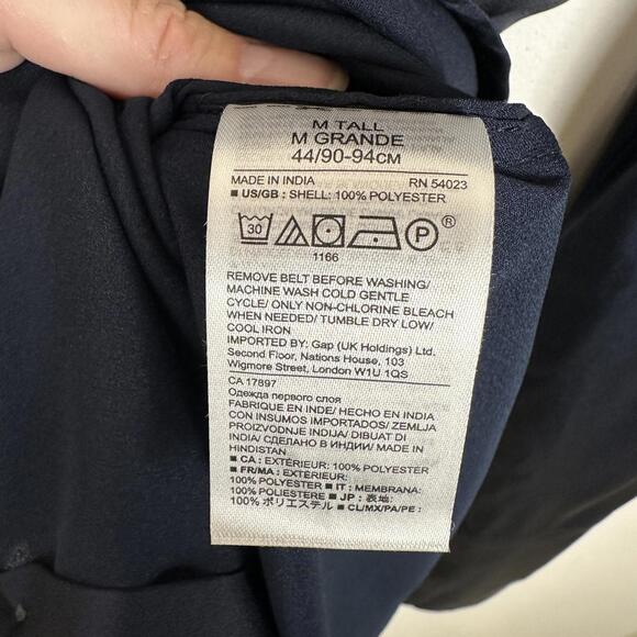 Banana Republic Navy Long Sleeve Tie Waist Button Down Blouse Tunic Top Medium T - Picture 7 of 7